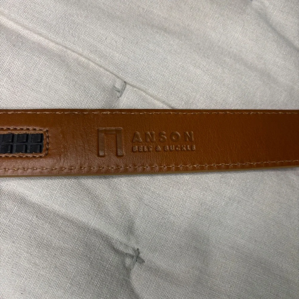 Anson Belt & Buckle Men's Brown Leather Ratchet Belt Silver Buckle Adjustable